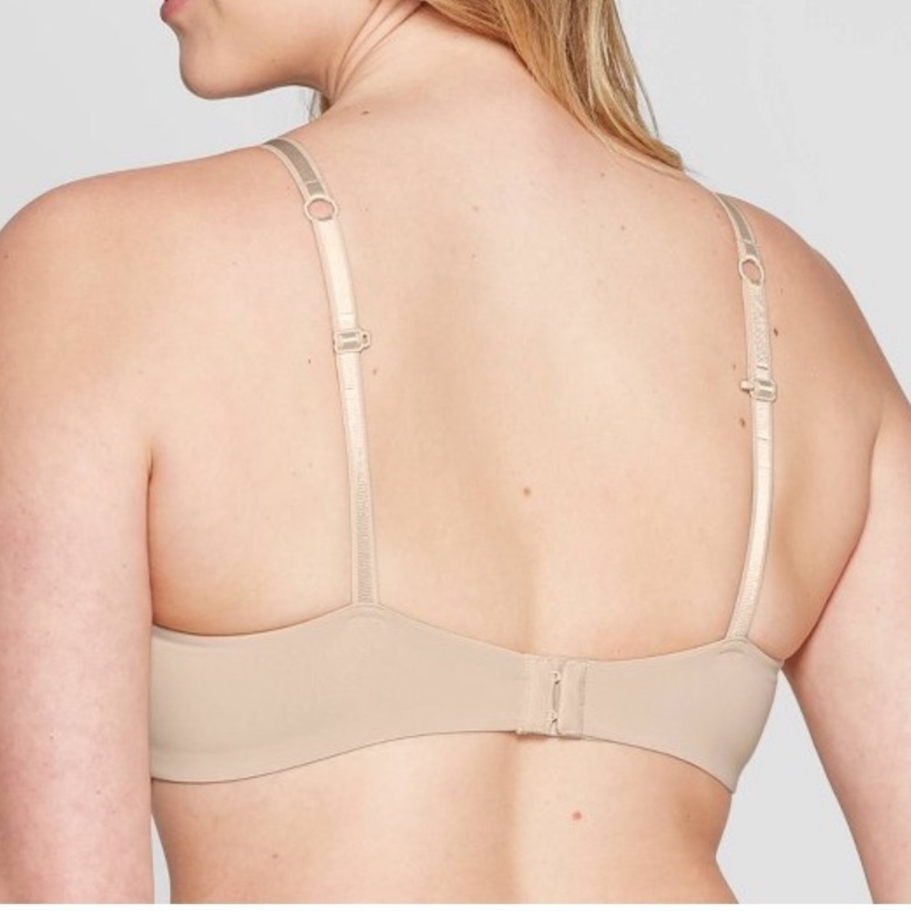 Auden Lightly Lined Wirefree Bra Soft Beige/Nude 32B Adjustable Straps Racerback - Picture 2 of 9